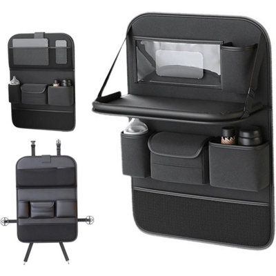  - Foldable Car Back Seat Storage Organizer With Multi Pockets Tray & Cup Holder