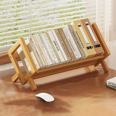  - Wooden Desktop Bookshelf Organizer Office Desk Storage Shelf Tidy Rack
