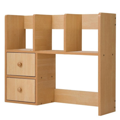 - Natural Wood Colour60CmBasic Creative Wooden Desktop Bookshelf Organizer Office Desk Storage Shelf Tidy Rack