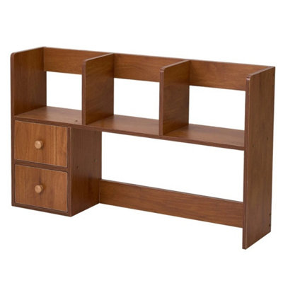  - Walnut Wood Colour80CmBasic Creative Wooden Desktop Bookshelf Organizer Office Desk Storage Shelf Tidy Rack