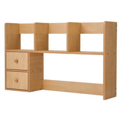  - Natural Wood Colour80Cm -Basic Creative Wooden Desktop Bookshelf Organizer Office Desk Storage Shelf Tidy Rack