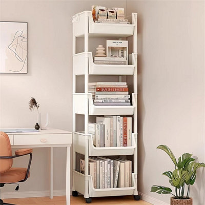  - A 125X34X26Cm 5 Tier Storage Trolley On Wheels Cart Kitchen Utility Rolling Rack Tray Shelf