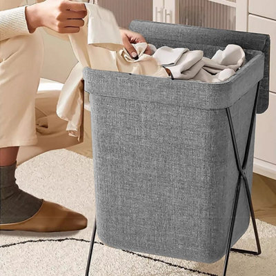  - Gray Without Hanging Bag 1Pcs Durable Laundry Basket Dirty Washing Wash Clothes Foldable Storage Bag Lid