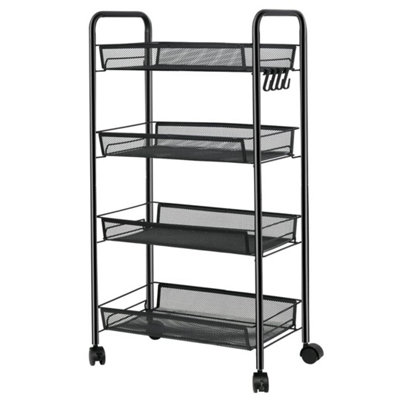  - 4 Tier Storage Trolley Cart On Wheels Kitchen Bathroom Laundry Rolling Rack
