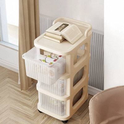  - 3 Drawer Plastic Storage Drawers Box Tower Unit Stationery Organizer On Wheels