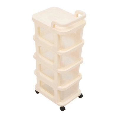  - 4 Drawer Plastic Storage Drawers Box Tower Unit Stationery Organizer On Wheels