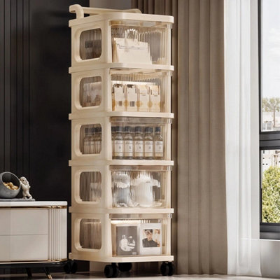  - 5 Drawer Plastic Storage Drawers Box Tower Unit Stationery Organizer On Wheels
