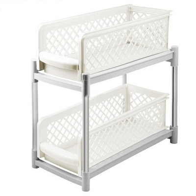  - Under Sink Kitchen Bathroom Shelf Organiser 2 Tier Spice Rack Storage Basket