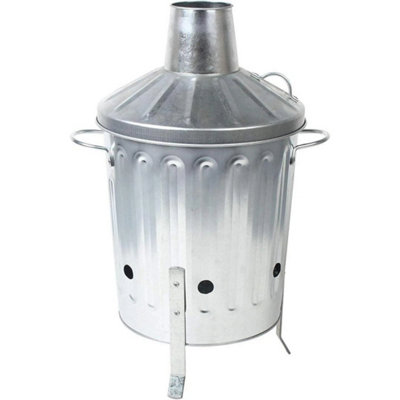  - Garden Rubbish Fire Bin Galvanized Incinerator Paper Leaf Wood Waste Burner 15L