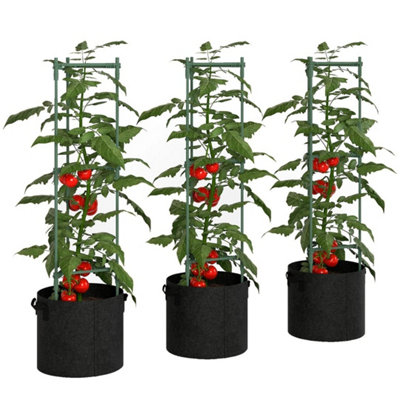  - 3 Packs Tomato Cages With 83.7L Grow Bags120Cm Plant Stakes