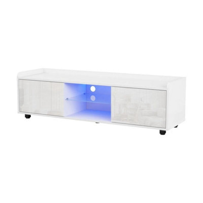  - White 140Cm Tv Stand Rgb Led Glass Door