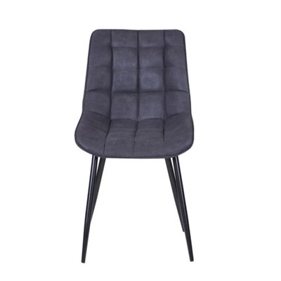  - Slate 2Pcs Faux Matte Suede Leather Dining Chairs W/padded Seat And Metal Legs Alba