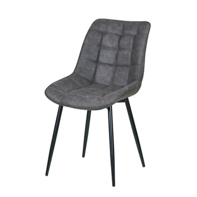  - Grey 2Pcs Faux Matte Suede Leather Dining Chairs W/padded Seat And Metal Legs Alba