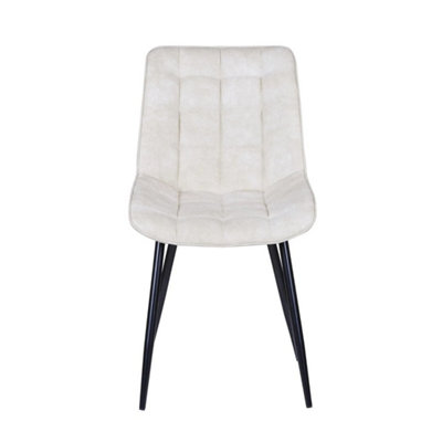  - Beige 2Pcs Faux Matte Suede Leather Dining Chairs W/padded Seat And Metal Legs Alba