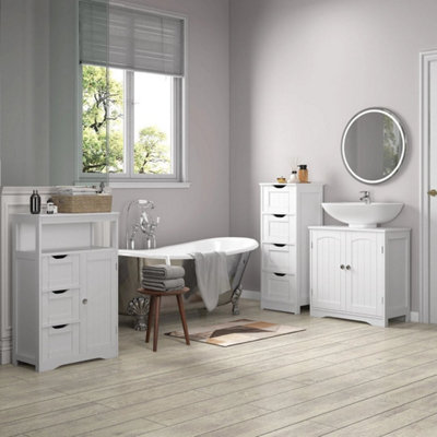 - White Direct Under Sink Bathroom Cabinet Free Standing Storage Unit Colarado