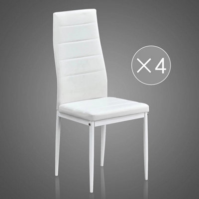  - Dining Table And 4 Chairs Set Faux Leather Seat Kitchen Room Furniture