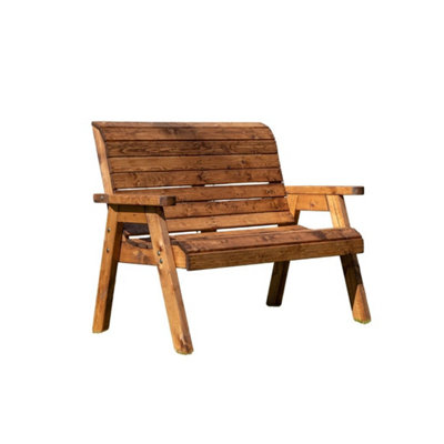  - Traditional 2 Seater Chunky Rustic Wooden Garden Bench Furniture