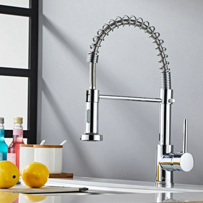  - Kitchen Sink Mixer Taps Swivel Spout Single Lever Tap Mono Faucet Silver