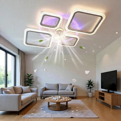 - Led Ceiling Fan With Light Remote Dimmable Chandelier Lamp 6 Speeds Fans Lights