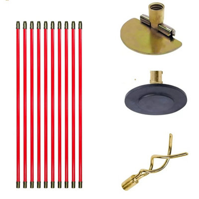  - 14 Piece Drain Rod Set 9M Plumbing Cleaning Unblock Drainage Worm Screw Plunger