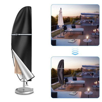  - 280Cm Cantilever Parasol Banana Umbrella Cover Waterproof Outdoor Black 210D