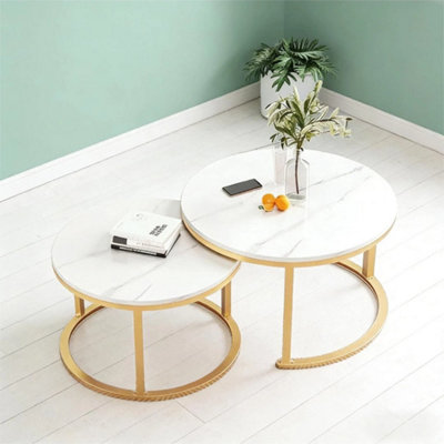  - Nesting Coffee Tables Set Of 2 Round Stacking Sofa Side Tables For Living Room
