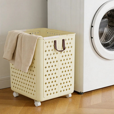  - L Spacious Foldable Laundry Hamper On Wheels For Easy Transport In Laundry Rooms