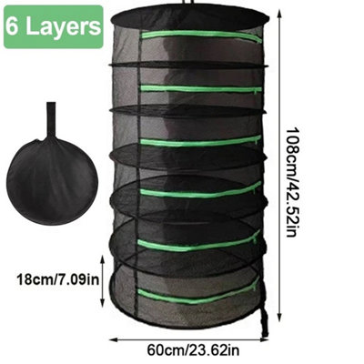  - 6/8 Layers Drying Rack Herb Hanging Net Dryer Folding Bag Mesh Hydroponic Plant 6 Layers