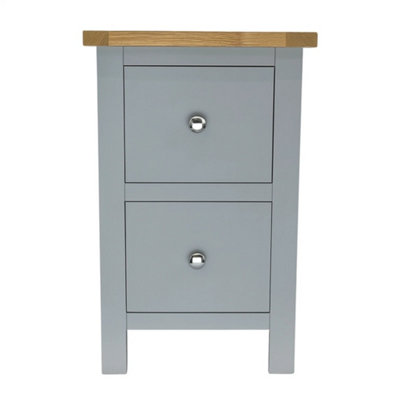  - Grey 2-Drawer Bedside Storage Nightstand
