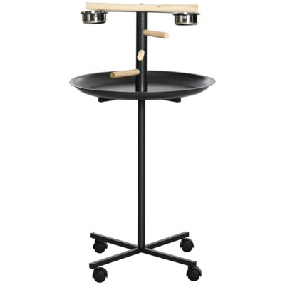  - Wheeled Metal Bird Stand Feeder Station With Feeding Bowl