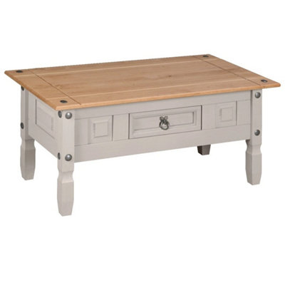  - Grey Pine 1 Drawer Coffee Table Mexican Wood