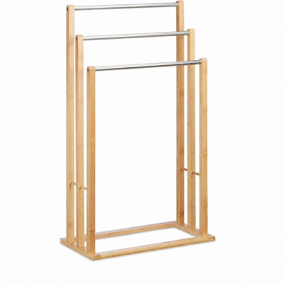  - Freestanding Bamboo Towel Rail Bathroom Storage Stand