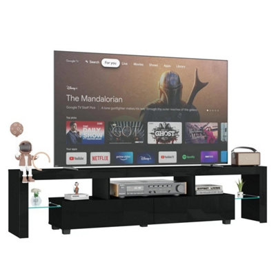  - Black 200Cm Tv Stand Rgb Led High Gloss