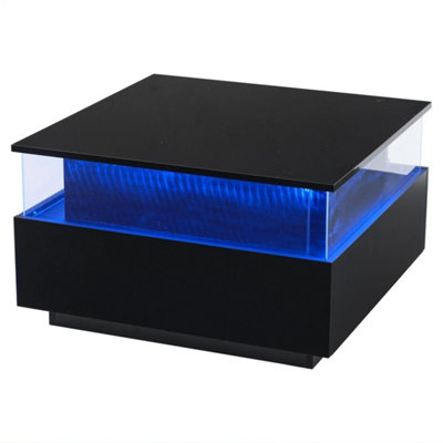  - Led Coffee Table Storage High Gloss Black