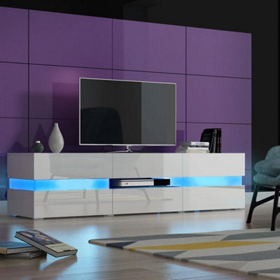  - White 177Cm Tv Stand High Gloss Rgb Led