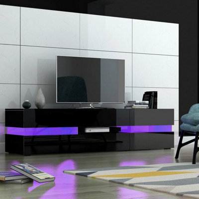 - Black 177Cm Tv Stand High Gloss Rgb Led