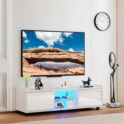  - White 140Cm Tv Stand Rgb Led High Gloss