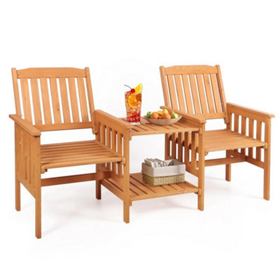  - Wooden 2-Seater Garden Bench W/ Table