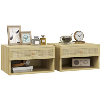  - Set Of 2 Floating Nightstands,bedside Cabinets Drawer Storage Shelf