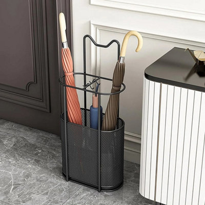  - Metal Umbrella Stand With Drip Tray & Hooks