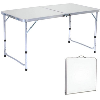  - 4Ft Portable Folding Camping Table Height Adjustable Aluminium Picnic Bbq Desk