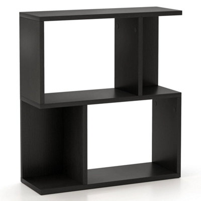  - Living Room Wooden Nightstand 3-Tier Bookshelf Display Shelf Black