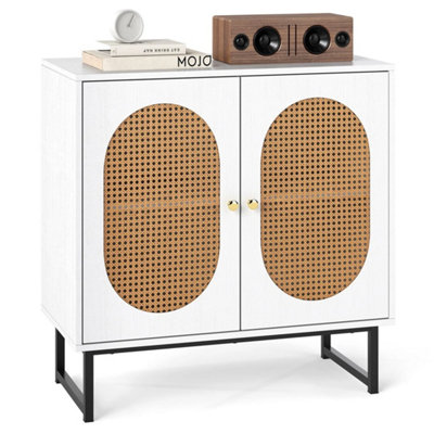  - Buffet Cabinet Rattan Storage Cabinet With 2 Doors Floor Cabinet