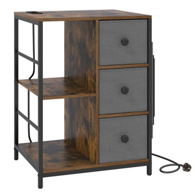  - 3-Tier End Table Nightstand With Storage Shelf