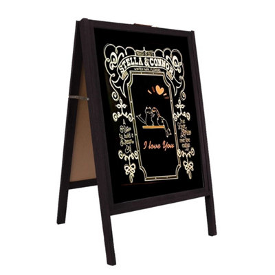  - Portable Wooden A-Frame Sign Sandwich Blackboard Magnetic Sidewalk Chalkboard