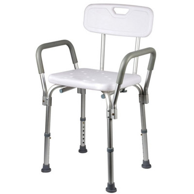  - Shower Chair Bath Bench Seat Stool With Back Arms Adjustable Height 350Lbs