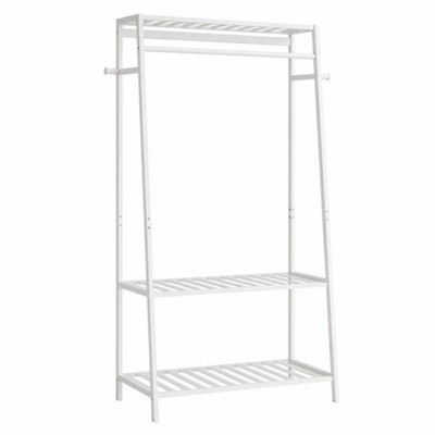  - Bamboo Open Garment Wardrobe Rack With 3-Tier Storage Shelves