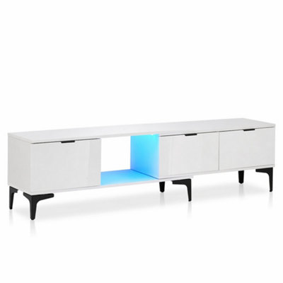  - White High Gloss Led Tv Stand Cabinet With Drawers