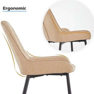  - 2Pcs Modern Faux Leather Dining Chairs With Metal Legs