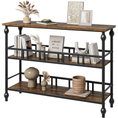  - 3-Tier Slim Console Table With Storage Shelves,sofa Table